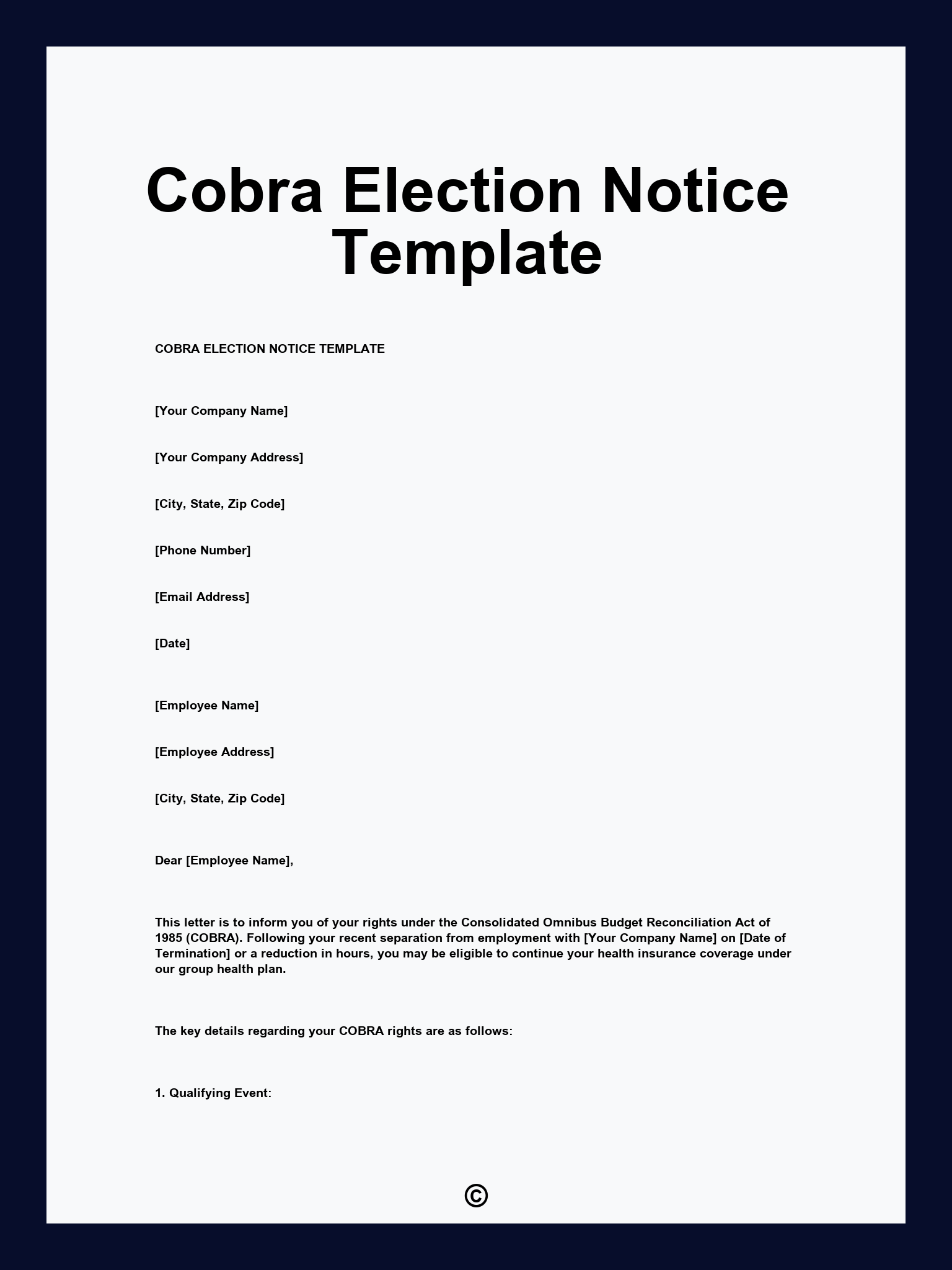 Cobra Election Notice Template