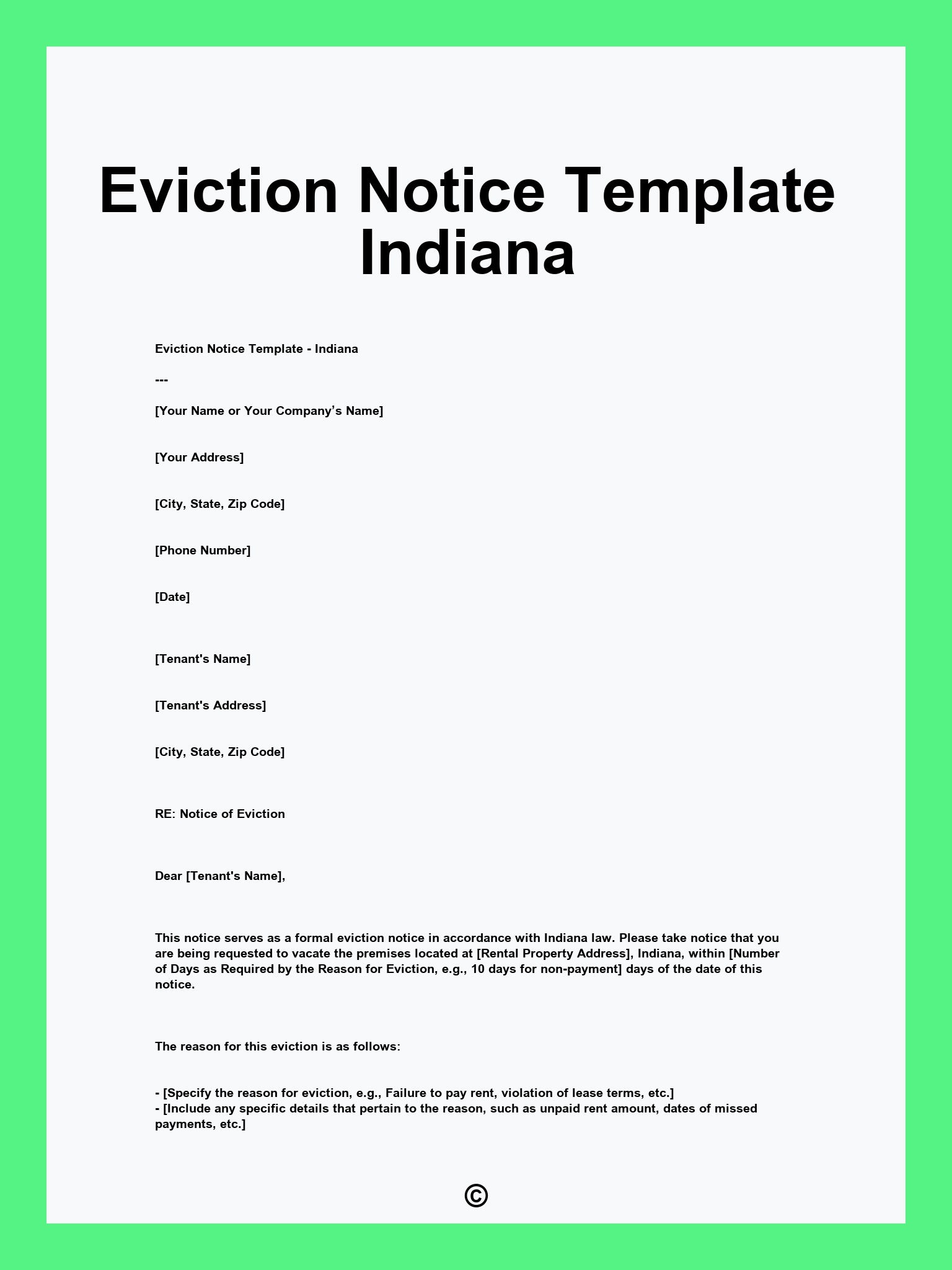 Eviction Notice Template Indiana