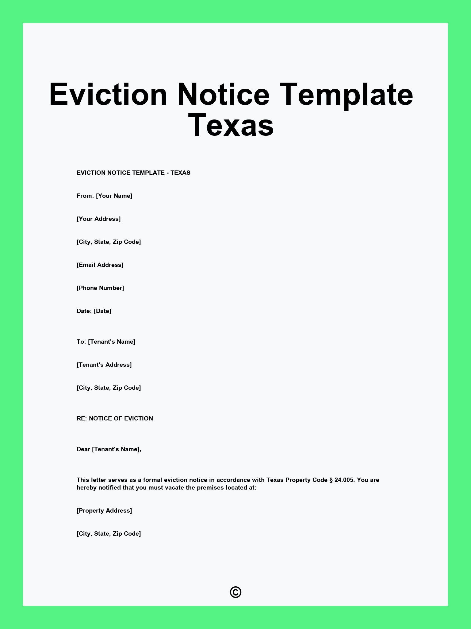 Eviction Notice Template Texas