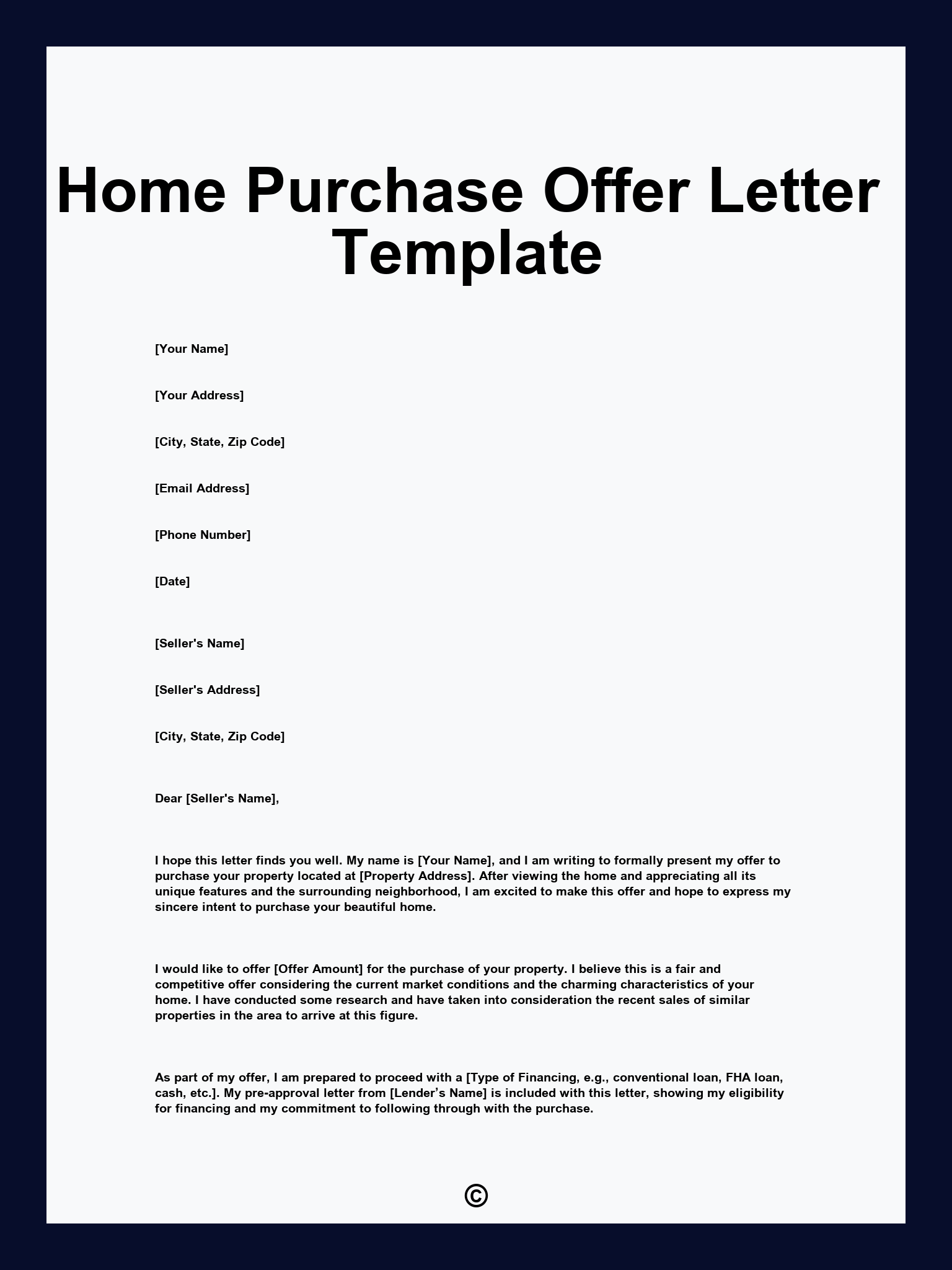 Home Purchase Offer Letter Template