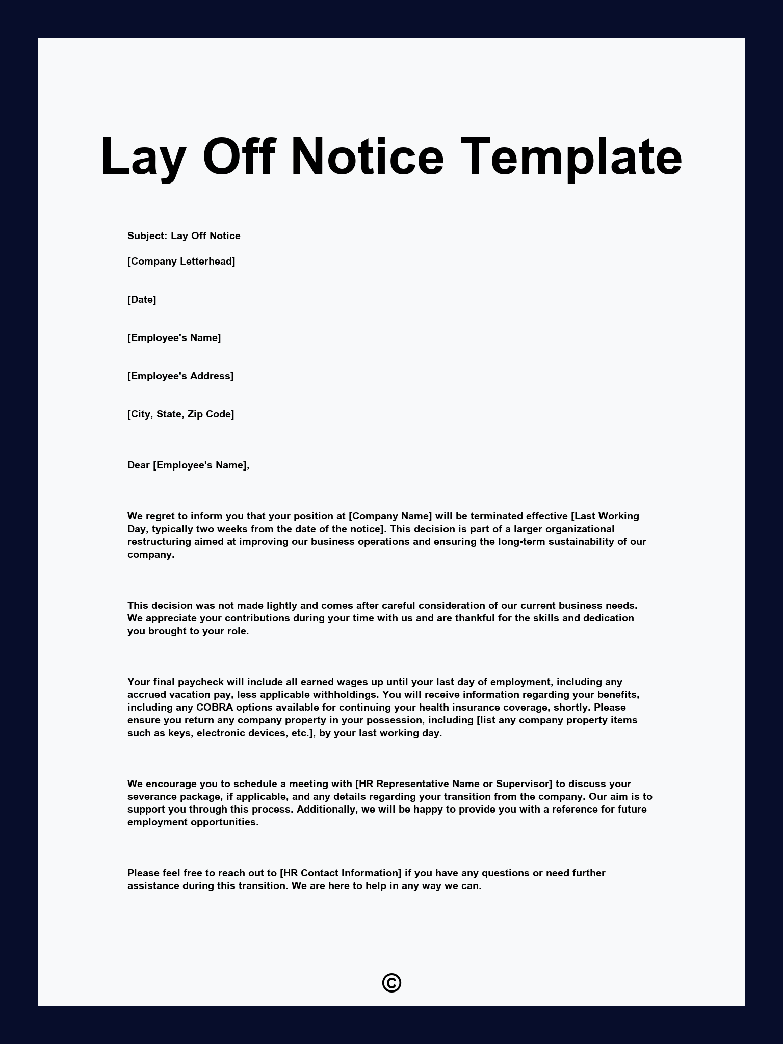 Lay Off Notice Template