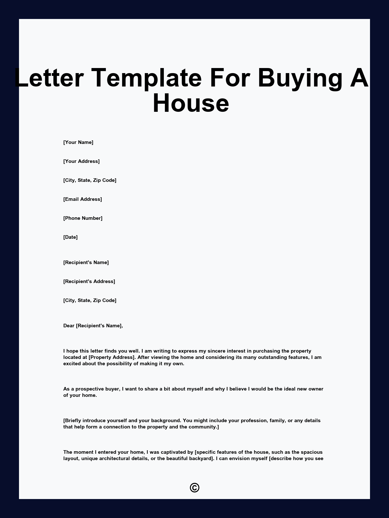 Letter Template For Buying A House