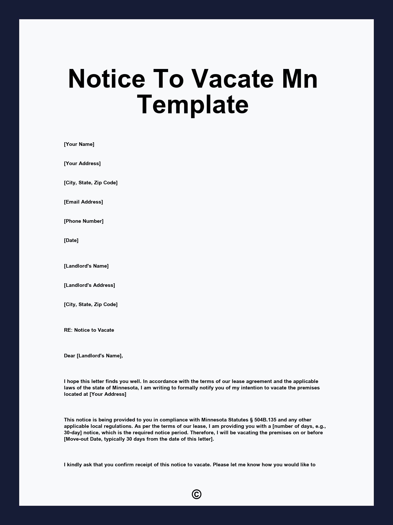 Notice To Vacate Mn Template