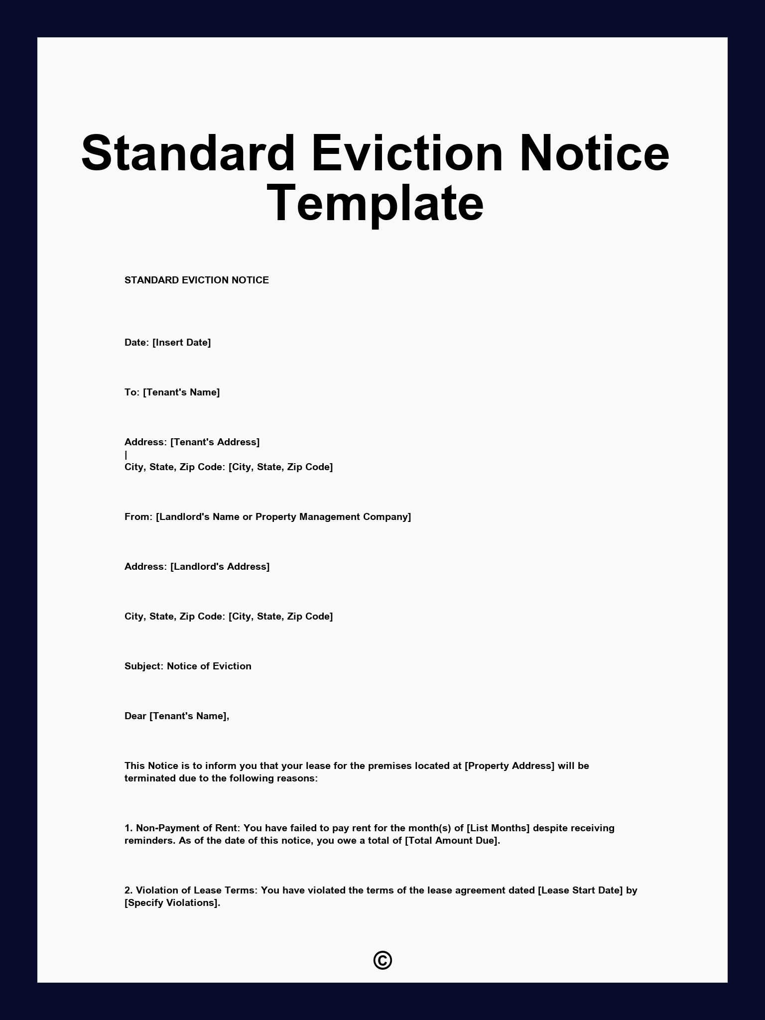 Standard Eviction Notice Template